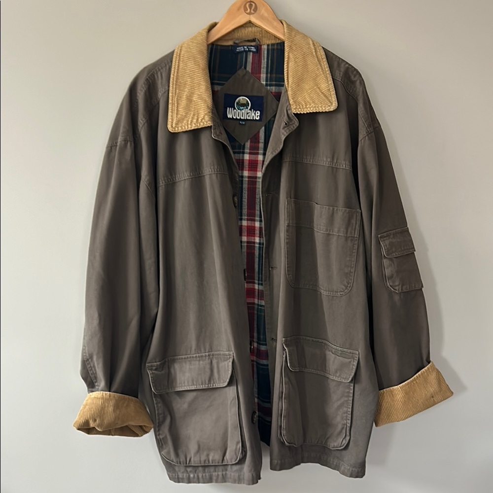 Vintage Woodlake Barn Coat Chore Jacket‎ Size XL Brown Cotton Tan Corduroy